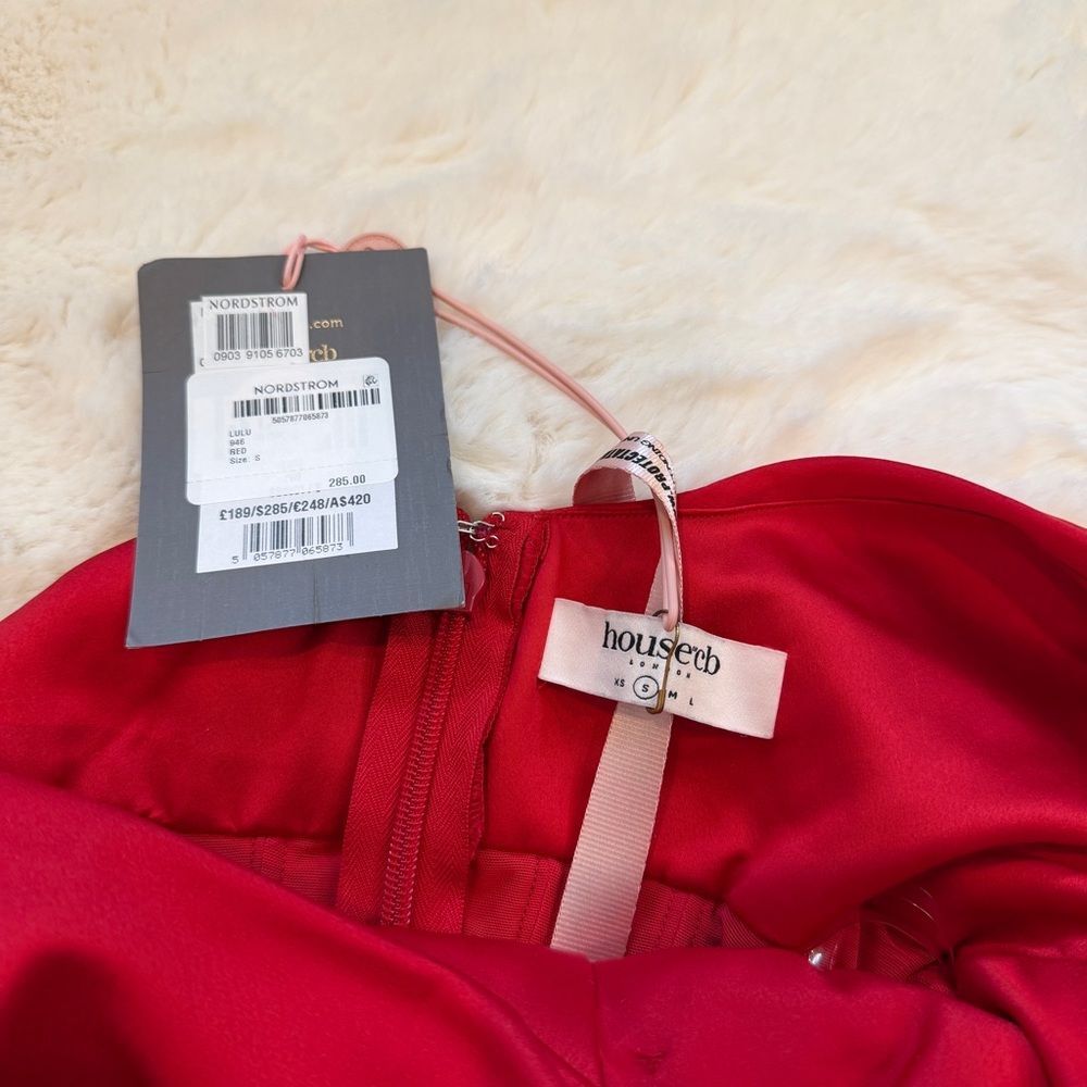House of CB Off-Shoulder Drape Midi Corset Dress S - red - Picture 5 of 6